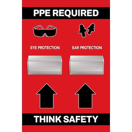 Visual Workplace PPE Shadow Board, Red, 24 in H 30-1910-3624-P42303