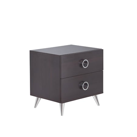Homeroots 20" Silver And Espresso End Table With Two Drawers 376996
