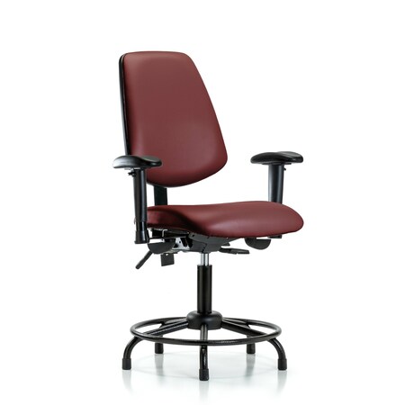 Blue Ridge Ergonomics Vinyl Chair, Vinyl, Adjustable Arms BR-VDHCH-MB-RT-T1-A1-RG-8815