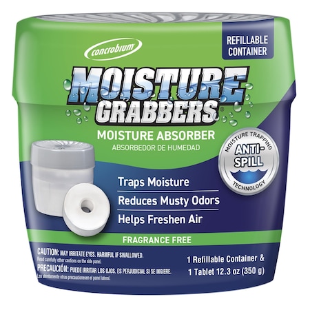 Concrobium Moisture Grabbers Moisture Absorber Refillable Container, Fragrance Free 378490