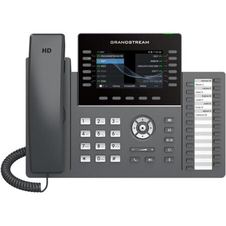 Grandstream 12 Lines, 6 SIP Accounts, 4.8 in scrn, PoE + GigE, WiFi, 24 Paper VPKs GRP2636