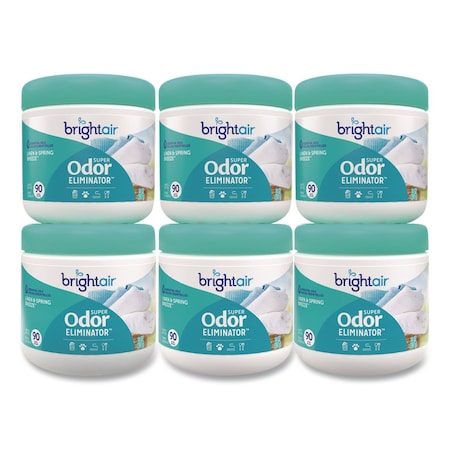 Bright Air Super Odor Eliminator, Linen and Spring Breeze, 14 oz Jar, 6PK 901046CT