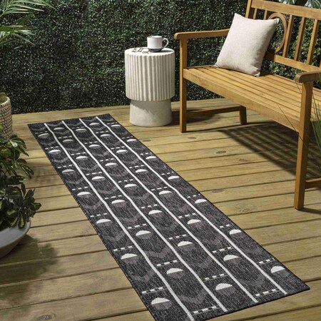 Jonathan Y Soren Modern Geometric Black/Cream 2 ft. x 8 ft. Indoor/Outdoor Runner Rug TSN304A-28