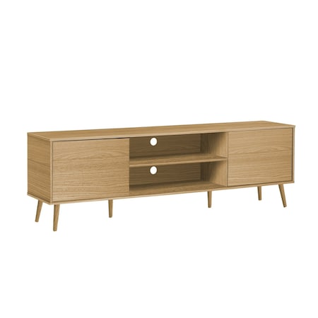 Monarch Specialties Tv Stand, 72 Inch, Media Center, Storage Cabinet, Living Room, Bedroom, Natural Laminate, Wood Legs I 2777