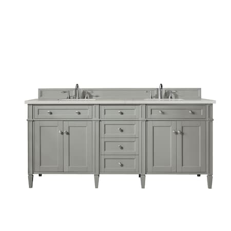 James Martin Vanities Brittany 72" Double Vanity, Urban Gray, w/ 3 CM Siberian Silestone Top 650-V72-UGR-3SFR