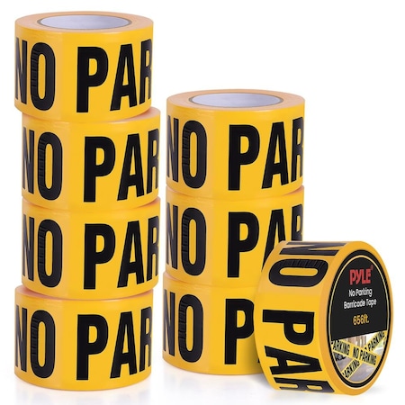 Pyle 8 Pieces Safety Yellow No Parking Barricade Tape Set PNPCTX8