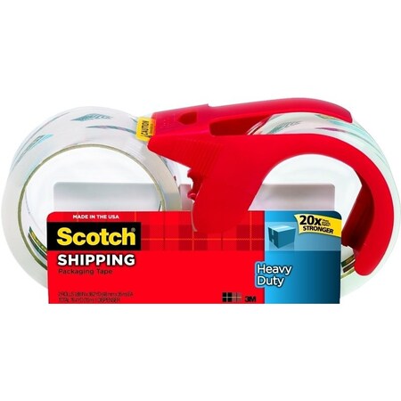 Scotch Packaging Tape, 382 yd L, 188 in W, Polypropylene Backing, Clear 3850S-2-1RD