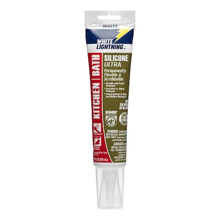White Lightning Silicone Caulk, 6 " L, 8 " W, White W21100005