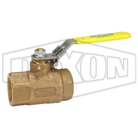 Dixon Ball Valve, 1-1/4 in Nominal, FNPT End Style, Brass Body, Standard Port, RPTFE Softgoods, Domestic BBLV125