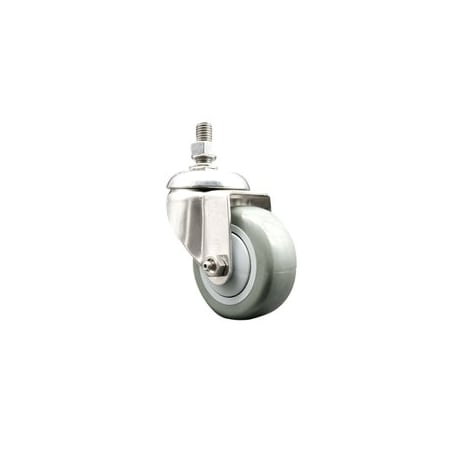Service Caster 3 Inch 316SS Gray Polyurethane Wheel Swivel 10mm Threaded Stem Caster SCC SCC-SS316TS20S314-PPUB-M1015