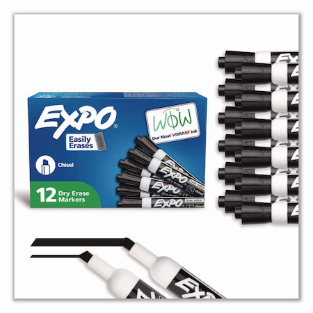 Expo Low-Odor Dry-Erase Marker, Broad Chisel Tip, Black, 12PK 80001A