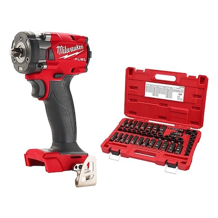 Milwaukee Tool Impact Wrench Kit, 18 V DC, Square 2854-20, 49-66-7009