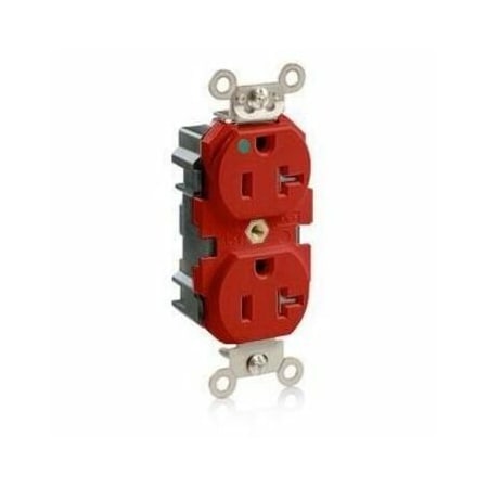 Leviton Duplex Straight Blade Receptacle, 5-20R, 20 A, 125V AC, 2 Pole, 3 Wire, Surface Mount M8300-SGR