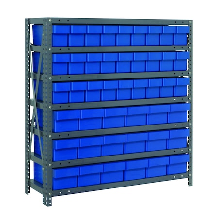 Quantum Storage Systems 7 SHELF OPEN UNIT W/45 BLUE BINS 1839-624BL