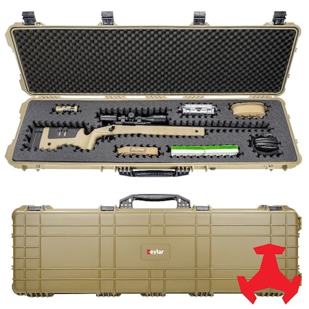 Eylar 53in Hard Rifle Case Equipped With Ragar Reconfigurable & Reusable XP Crosslinked Foam Insert SA00015-TAN-RG-XP