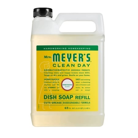 Method Mrs. Meyer's Clean Day Dish Soap Refill, 48 fl-oz Bottle, Liquid, Honeysuckle, Colorless 11183