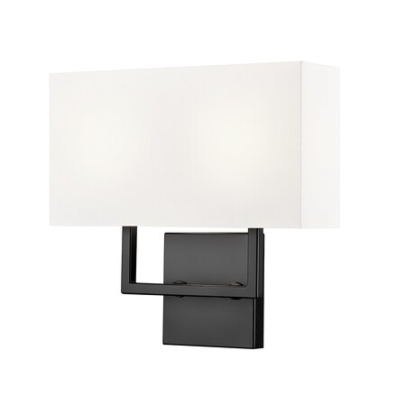 Z-Lite Saxon 2 Light Wall Sconce, Matte Black/White, 12 In W 815-2S-MB