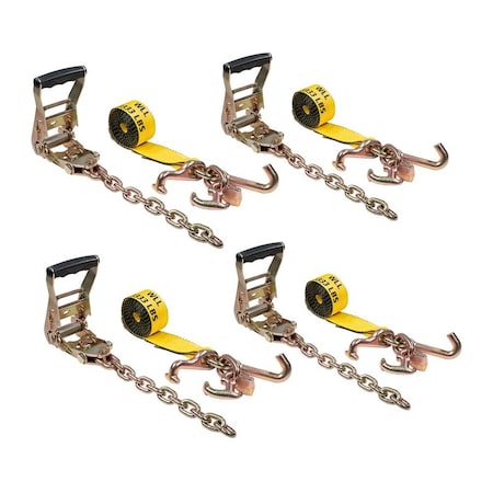 Mytee Products 2in CHAIN RATCHET STRAPS w RTJ TIE DOWN ROLL BACK TOW TRUCK CAR HAULER, 4PK RSRTJ28CEx4