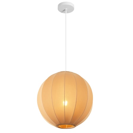 Jonathan Y Sia 16" 1-Light Scandinavian Japandi Adjustable Lantern Metal w/Ribbed Cocoon Globe Shade LED Pendan JYL4206D