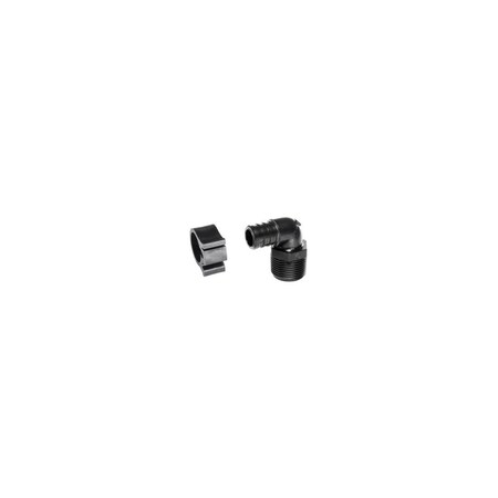 Flair-It PEXLOCK Pipe Elbow, 3/4 in, MPT, 90 deg Angle, Black, 100 psi Pressure Pair 30809