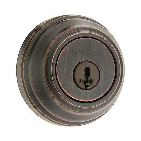 Kwikset Single Cylinder Deadbolt, 1" L Throw, Zinc 980-11P-SMT-6AL-STRKP-K3