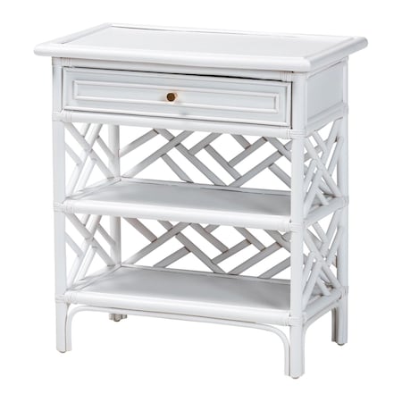 Bali & Pari Tiaret Natural Rattan Nightstand, White 259-14193-ZORO