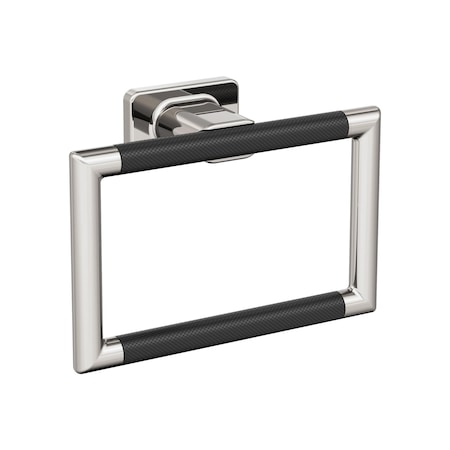 Amerock Esquire Polished Nickel/Black Bronze Contemporary 5-1/4 in 133 mm Length Towel Ring BH26612PNBBR