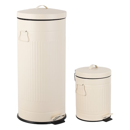 Happimess Theo Retro 8-Gallon Step Trash Can with Soft-Close Lid and FREE Mini Trash Can, Limestone Beige HPM1018C