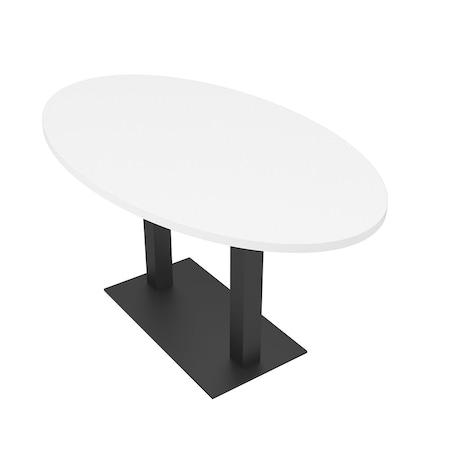 Skutchi Designs Oval Conference Table With Power Unit, 36 in W, 60 in L, White HAR-OVL-36X60-DOU.BK-W960-NA