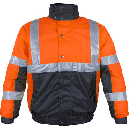 Reflective Apparel ANSI Type R Class 3 Bomber Jacket with Hood, Outer Shell 414ST-OB-XL