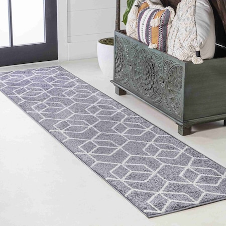 Jonathan Y Tumbling Blocks Modern Geometric Gray/White 2 ft. x 8 ft. Runner Rug SEU101F-28