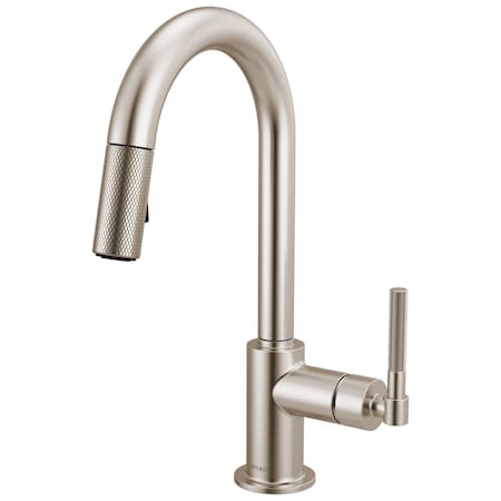 Brizo Litze Pull-Down Prep Faucet with Arc Spout, Knurled Handle Stainless 63943LF-SS