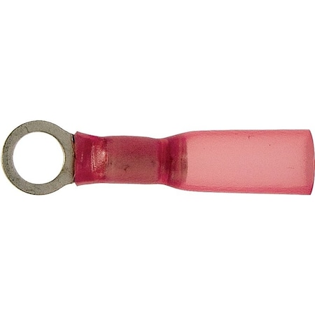 Calterm Ring Terminal, 22 to 18 AWG Wire, Copper Contact, Red 65704