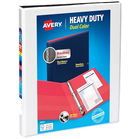 Avery Heavy-Duty Dual Color 3 Ring Binder, 1/2 17880