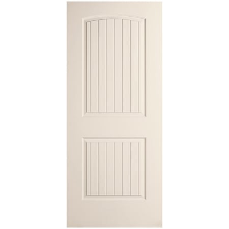 Codel Doors 30" x 80" Primed 2-Panel Arch Top V-Groove Santa Fe Molded Hollow Core Slab Door 2668MHCSAN