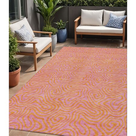 Homeroots 5' X 8' Pink And Copper Abstract Washable Indoor Outdoor Area Rug 599827