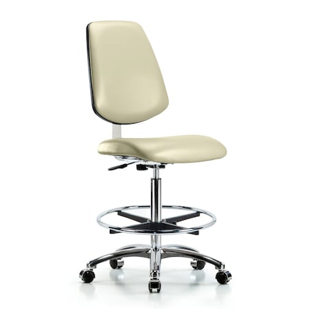 Blue Ridge Ergonomics Clean Room Chair 26" to 35-1/2" Height, Vinyl, Adobe White BR-CLR-VHBCH-MB-CR-CF-CC-8501