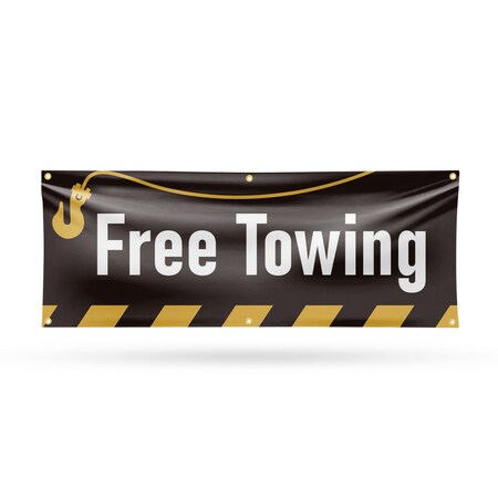 Signmission Free Towing, 24 Inch x 72 Inch, Vinyl Banner B-72-30648