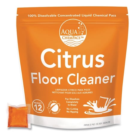 Diversey Aqua ChemPacs Citrus Floor Cleaner, Citrus Scent, 100PK 9320930