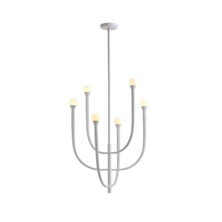 Vidalite Breeze 6-Light Matte White Chandelier, Textured Pendant Chandelier, Included LED Bulbs CE1013105