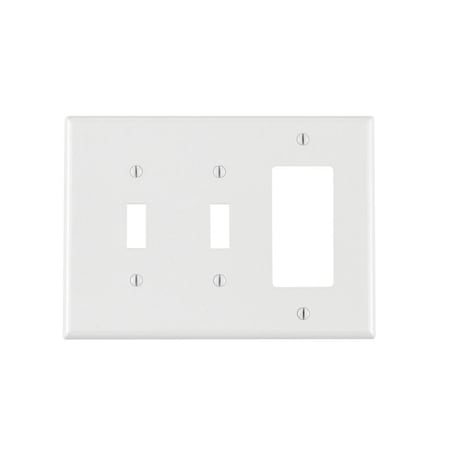 Leviton Combination Wallplate, Midway Size, Gang 3, White PJ226-W