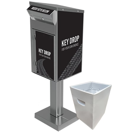 American Security Cabinets Medium Key Drop Box 610 With Plastic Collection Tote KD-610-SS-OC-PCT-KB