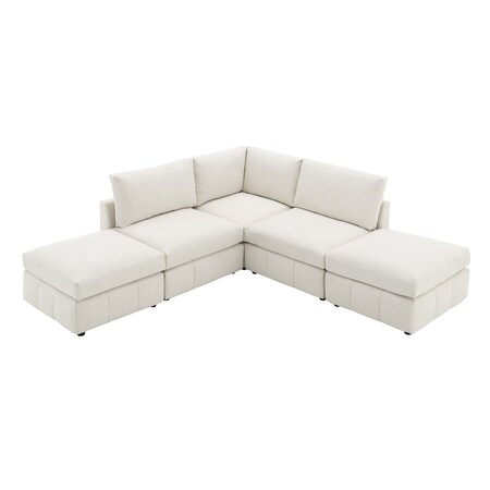Homeroots 93" Beige Fabric Modular Sleeper Sofa With Ottoman 568276