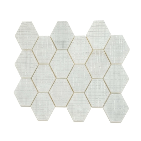 Apollo Tile Artisana 12x12 in. White Silver Textured, Foiled Stone Hexagon Mosaic Tile (5.08 sq ft/case) 5PK APLHEX883A
