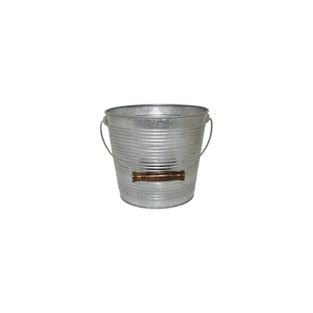 Robert Allen Planter With Handle, Galvanized Ribbed Metal, 10-In. MPT01761