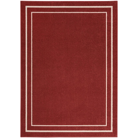 Homeroots 5' X 7' Brick Red And Ivory Indoor Outdoor Area Rug 545496