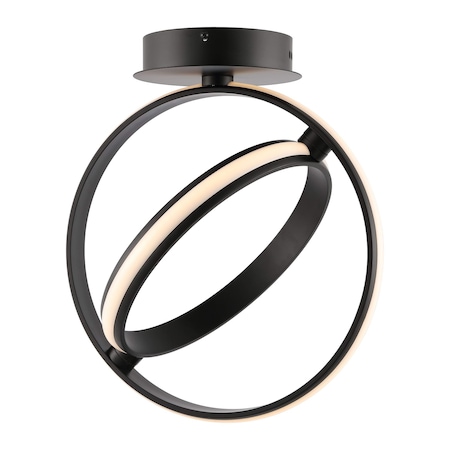Jonathan Y Nicole 14.25" 2-Light Modern Minimalist Aluminum Ring Integrated LED Semi Flush Mount, Black JYL1700A