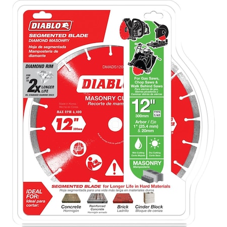 Diablo 12'' Segmented Rim Dry/Wet Cut Diamond Blade DMADS1200