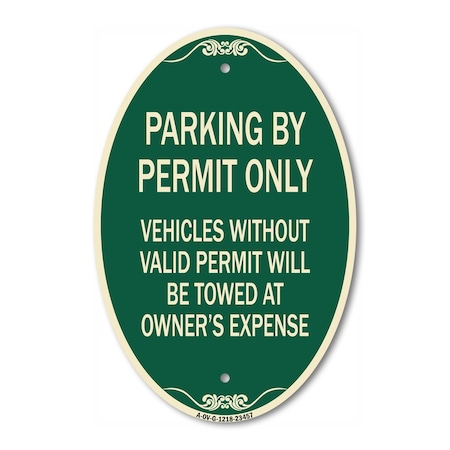 Signmission Parking by Permit Only Vehicles Without Valid, 12 In X 18 ...