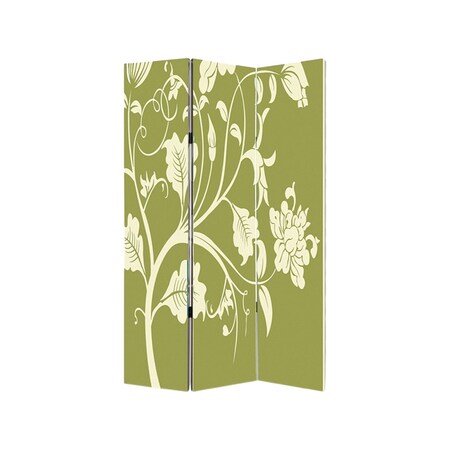 Homeroots 72" Green Canvas Folding Three Panel Screen Room Divider 274752